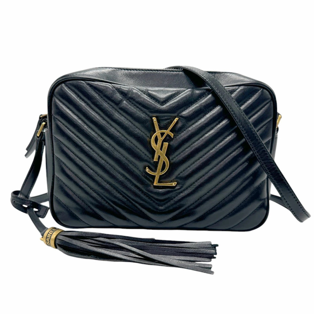 Saint Laurent Lou Camera Bag Chevron quilted Leather black
